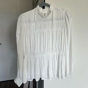 SFERRA White Ruffled High-Neck Blouse